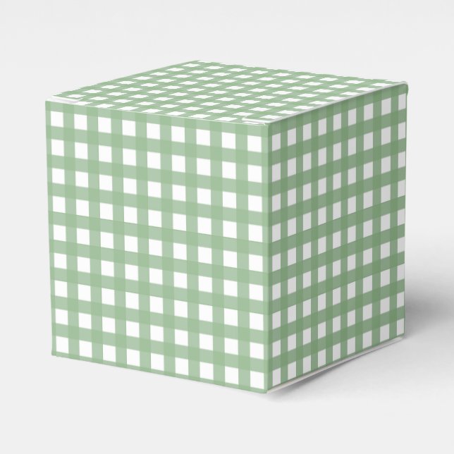 Green & White Checkered Plaid Party Favor Gift Box (Front Side)