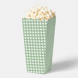 Green & White Checkered Plaid Popcorn Favor Box