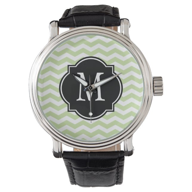 Green & White Chevron Pattern Watch (Front)