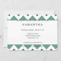 Green White Chevron Stripes baby shower Invitation