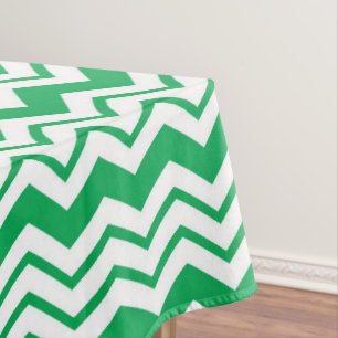 Green White Chevron Zigzag Pattern Design Tablecloth