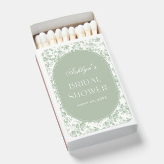 Green White Chinoiserie Bridal Shower Matchboxes