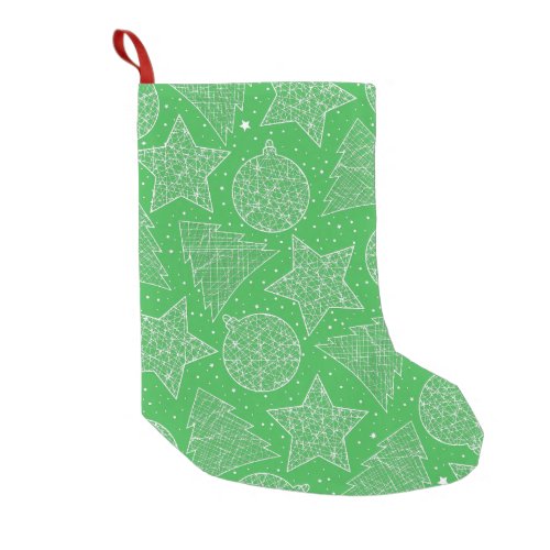 Green  White Christmas Pattern Christmas Stocking