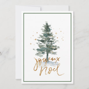 Green White Christmas Tree Joyeux Noel Holiday Card