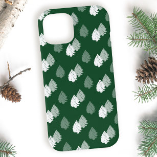 Green White Christmas Tree Pattern iPhone 15 Case