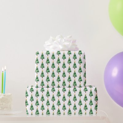 Green White Christmas Tree Pattern Wrapping Paper
