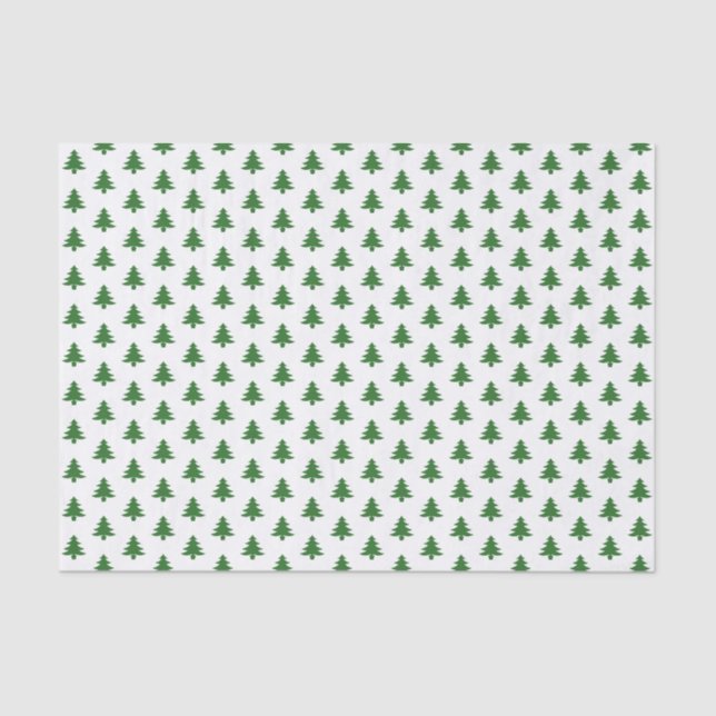 Green/White Christmas Tree Picture Font Pattern Tissue Paper (Front)