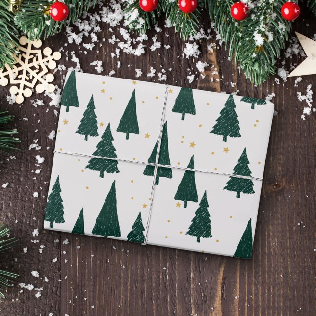 Green White Christmas Tree Wrapping Paper (Creator Uploaded)
