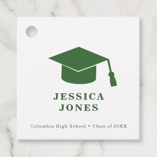 Green  White Classic Graduation Cap Class of 2021 Favor Tags
