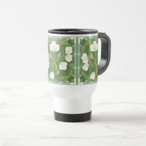 Green White Clover Image AI Art Commuter Mug