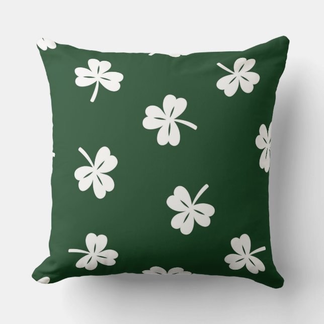 Green/White Clover St Patrick's Pillow (Front)