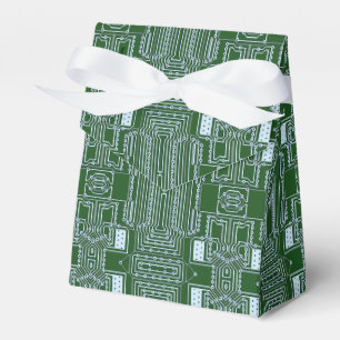 Green White Computer Circuit Board Lines Favor Boxes