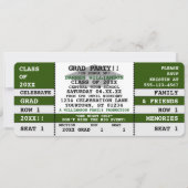 Green|White Concert Ticket Grad Party Invitation (Front)