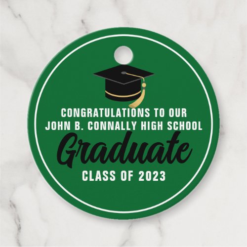 Green White Congratulations Graduate Custom School Favor Tags