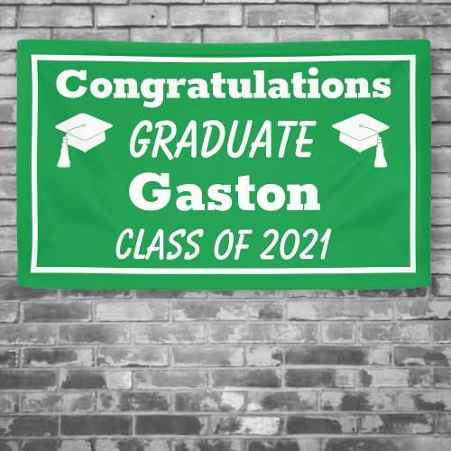 Green White Congratulations Graduate Graduation Banner