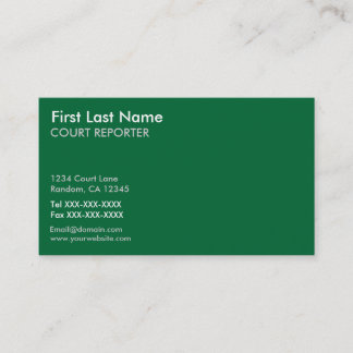 Green white court reporter custom business cards