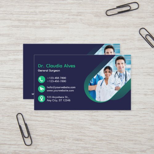 Green White Creative Modern Medical Business Card
