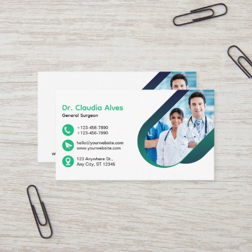 Green White Creative Modern Medical Business Card