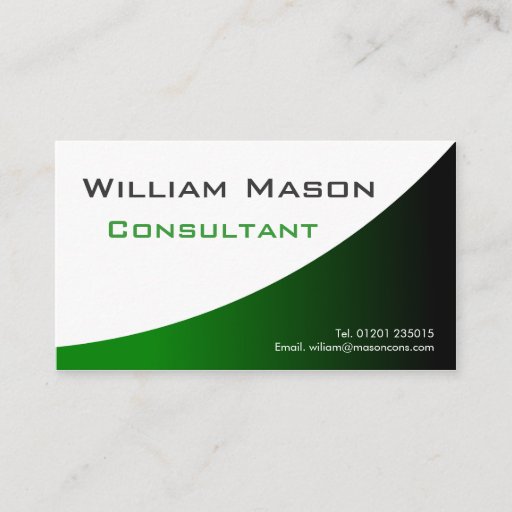 Customizable Green White Curved, Professional Business Card