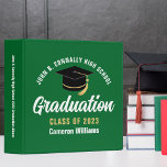 Green White Custom 2024 Graduation Photo Album 3 Ring Binder<br><div class="desc">This modern green and white custom senior graduation photo album features your high school or college name for the class of 2024. Customize with your graduating year under the chic handwritten script and black grad cap for a great personalized graduate binder keepsake gift. Fill with your photos or memorabilia.</div>