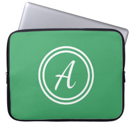 Green &amp; White Custom Monogram Laptop Sleeve