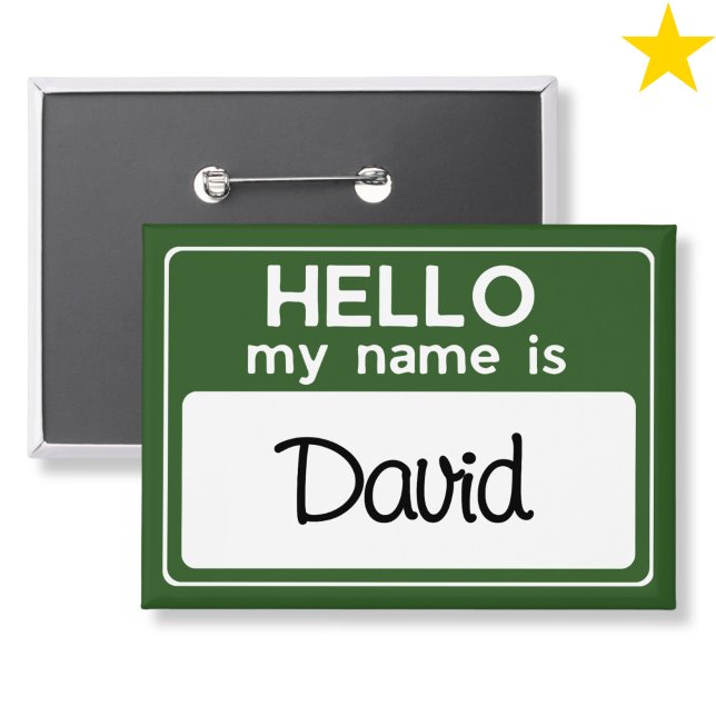 Green White Custom Name Hello My Name Is Button (Creator Uploaded)