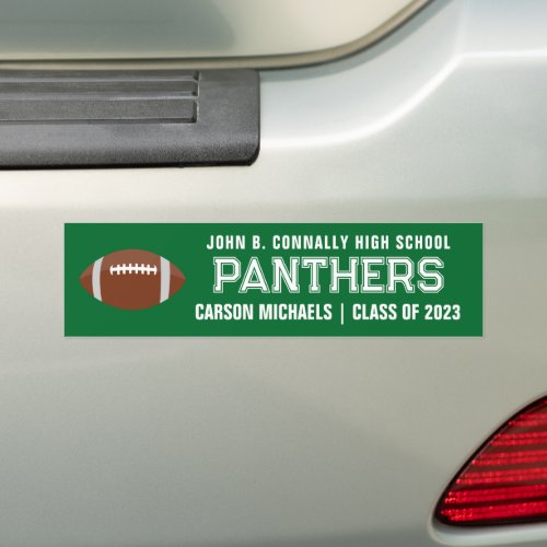 Green White Custom School Football Team Player Bumper Sticker