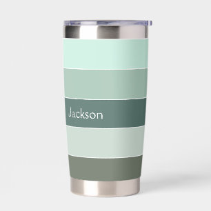 Green White Custom Summer Color Block Stripes Insulated Tumbler