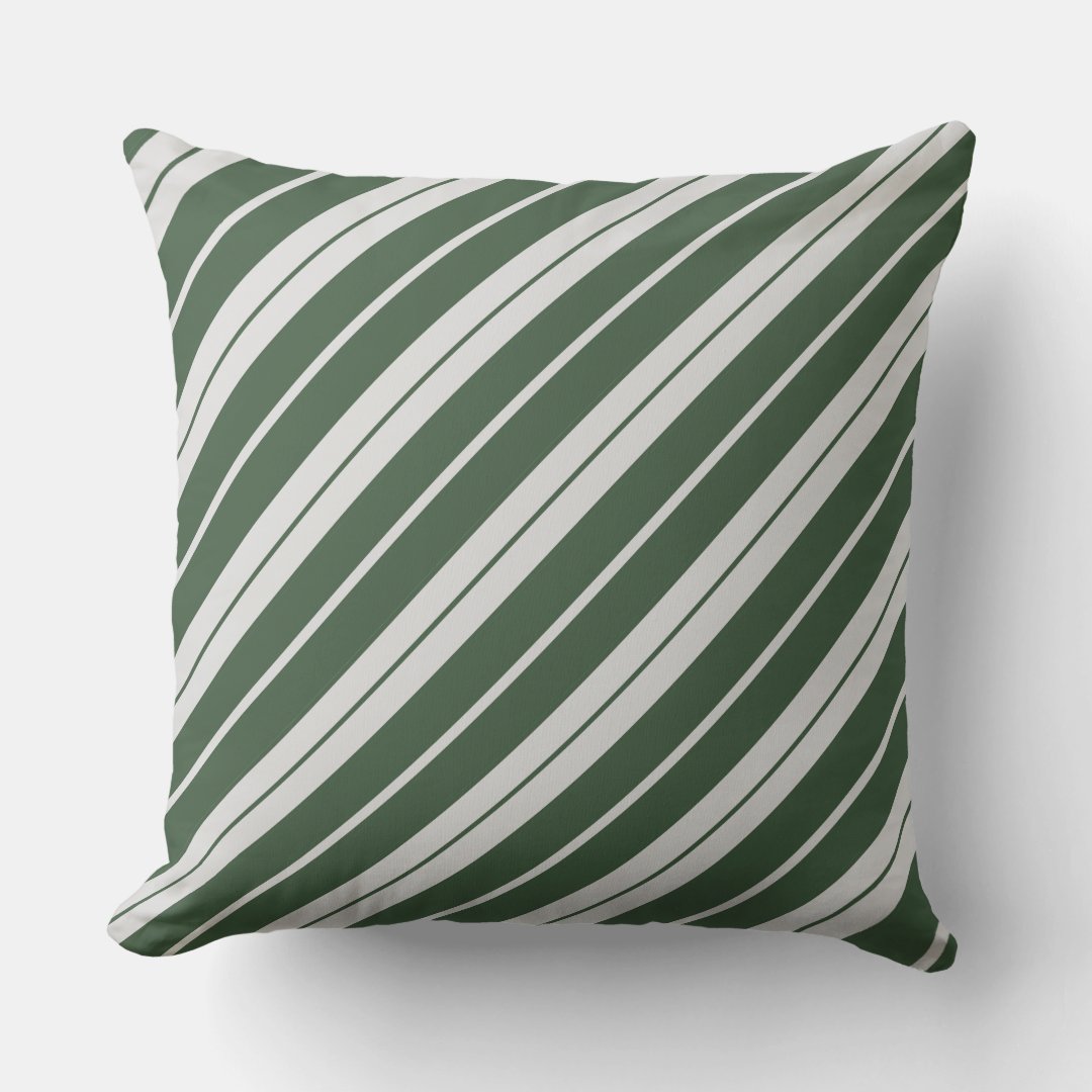 Green White Diagonal Striped Throw Pillow Zazzle