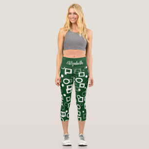Green White Diamond Shape Green White Diamond Shap Capri Leggings