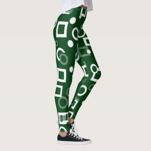 Green White Diamond Shape Leggings