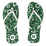 Green White Diamond Shape Pair of Flip Flops
