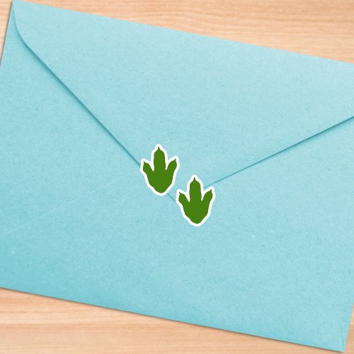 Green  White Dinosaur Footprint Birthday Envelope Sticker
