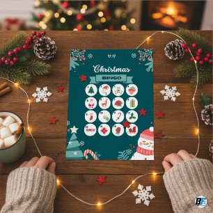 Green & White Doodle Cute Christmas Bingo  Foam Board