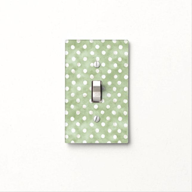 Green White Dots Stripes Light Switch Cover (In Situ)