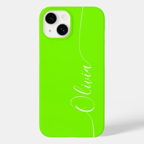 Green White Elegant Calligraphy Script Name Case_Mate iPhone 14 Case