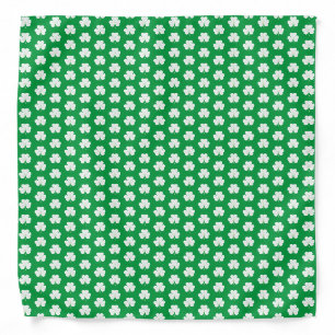 Green White Elegant Irish Shamrock Clover Pattern Bandana
