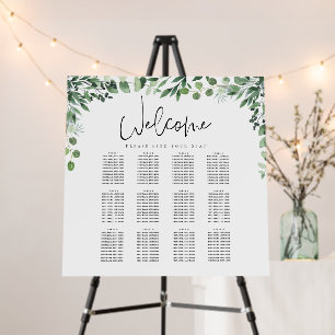 Green White Eucalyptus Wedding Seating Chart Foam Board