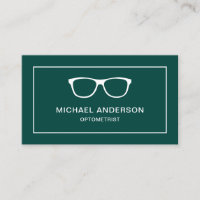 Green White Eyeglasses Eye Doctor Optometrist Business Card