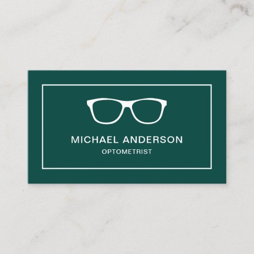 Green White Eyeglasses Eye Doctor Optometrist Business Card