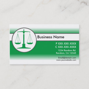 Green white fade law justice scales business cards