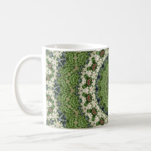 Green  White Farmers Market Mandala Kaleidoscope  Coffee Mug