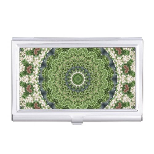 Green  White Farmers Market Vegetable Mandala Business Card Holder