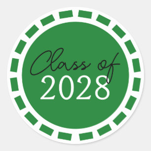 Green & White Filmstrip Graduation Classic Round Sticker