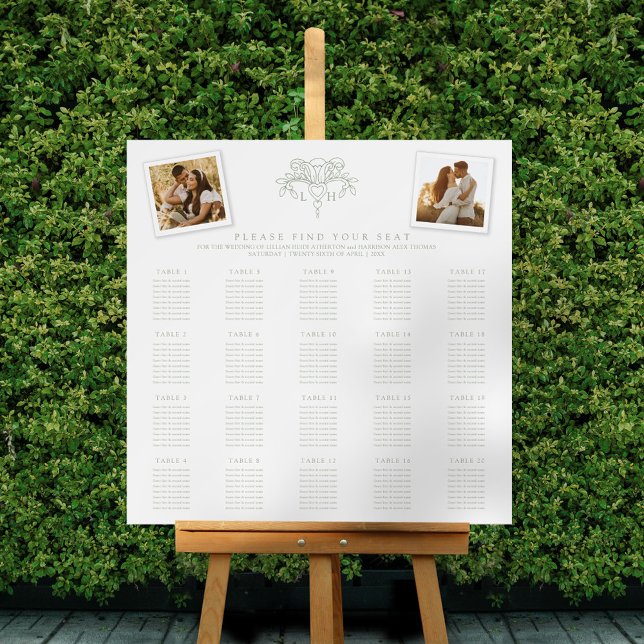 Green white fleur de lis 20 wedding table plan foam board (Creator Uploaded)