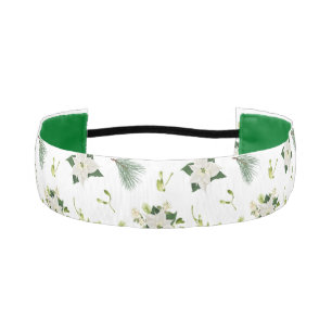 Green White Floral Athletic Headband Fashion Chic