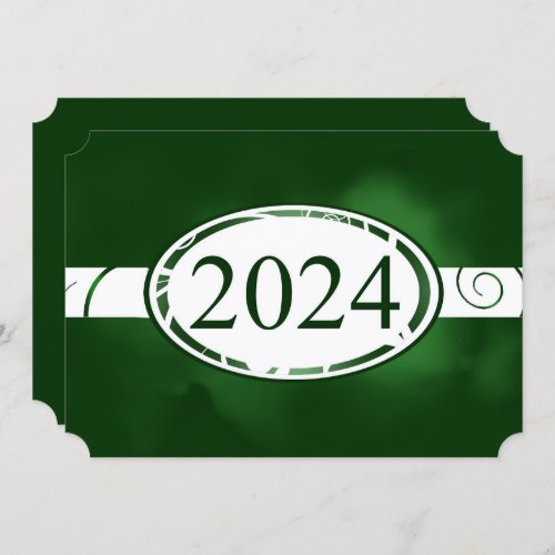 Green  White Floral Button 2024 Graduation Party Invitation