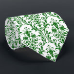 Green White Floral Damask Neck Tie<br><div class="desc">Damask neckties by Leonbience. Need help locating a product or have questions? Message me leonbience@rogers.com</div>
