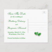 Green, White Floral Hearts Save The Date Post Card (Back)
