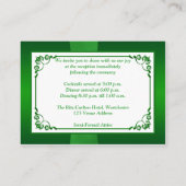 Green, White Floral, Hearts Wedding Reception Card (Back)